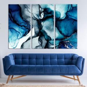 Blue Marble Art Navy Blue Decor Abstract Canvas